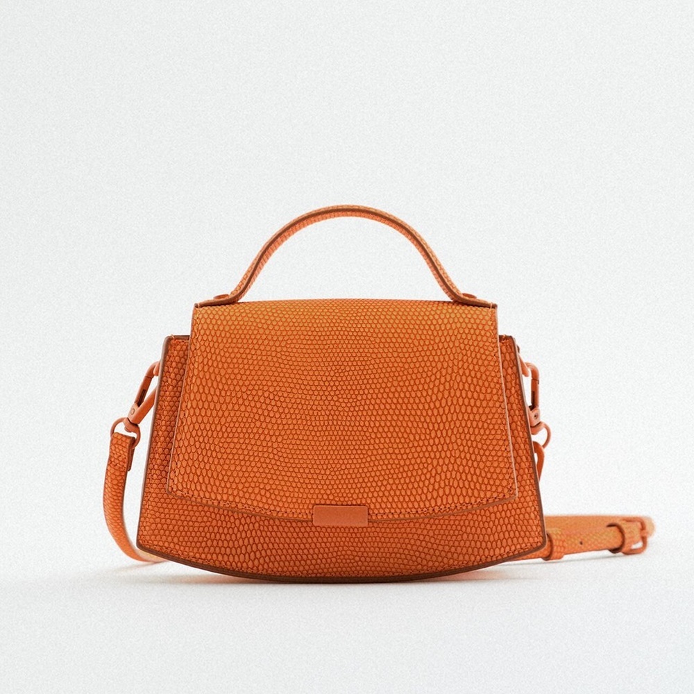 ZARA EMBOSSED CROSSBODY BAG PURSE ORANGE BRAND NEW WITH TAGS
